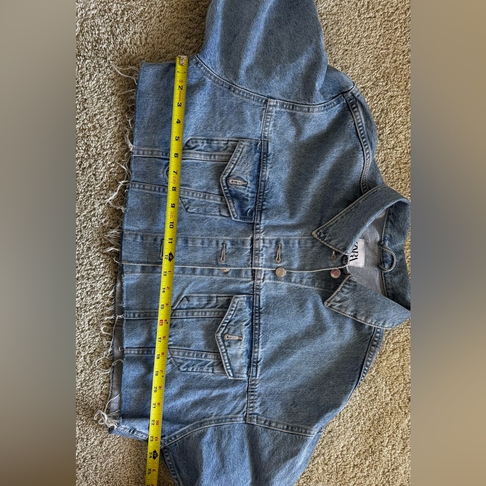 Zara Blue oversized Cropped Denim Jacket - Picture 9 of 9